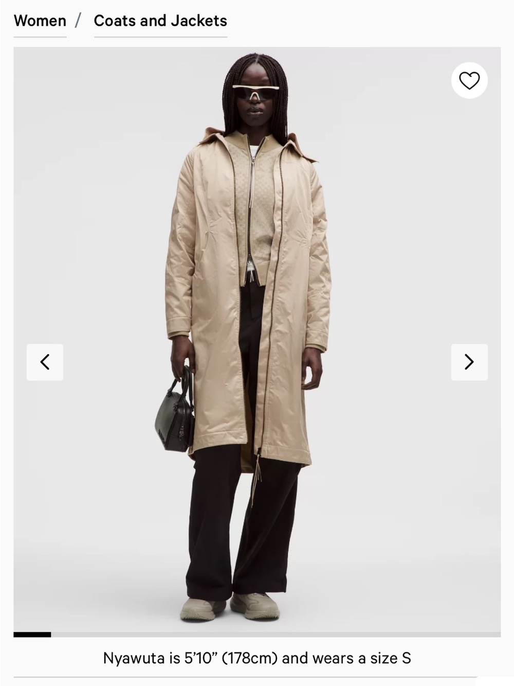 lululemon athletica Long Hooded Trench Coat in Beige